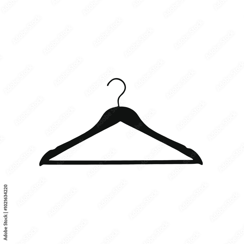 A black clothes hanger on a white background A black clothes hanger on a white background