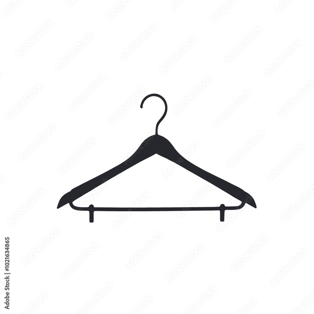 A black clothes hanger on a white background A black clothes hanger on a white background
