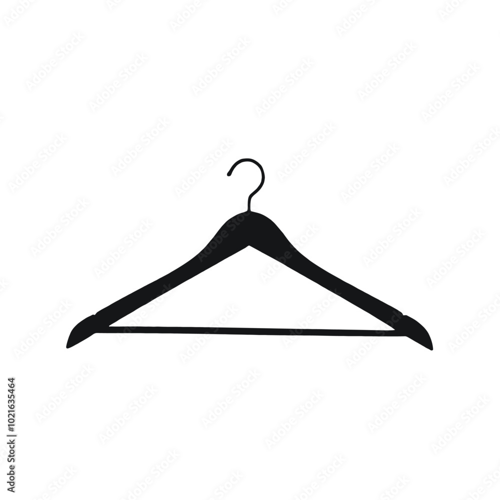 A black clothes hanger on a white background A black clothes hanger on a white background