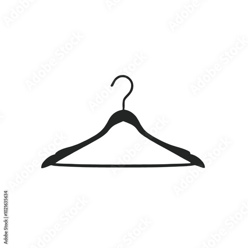 A black clothes hanger on a white background