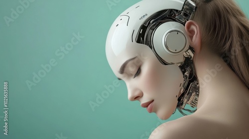 Futuristic Female Cyborg with Advanced Technology, AI