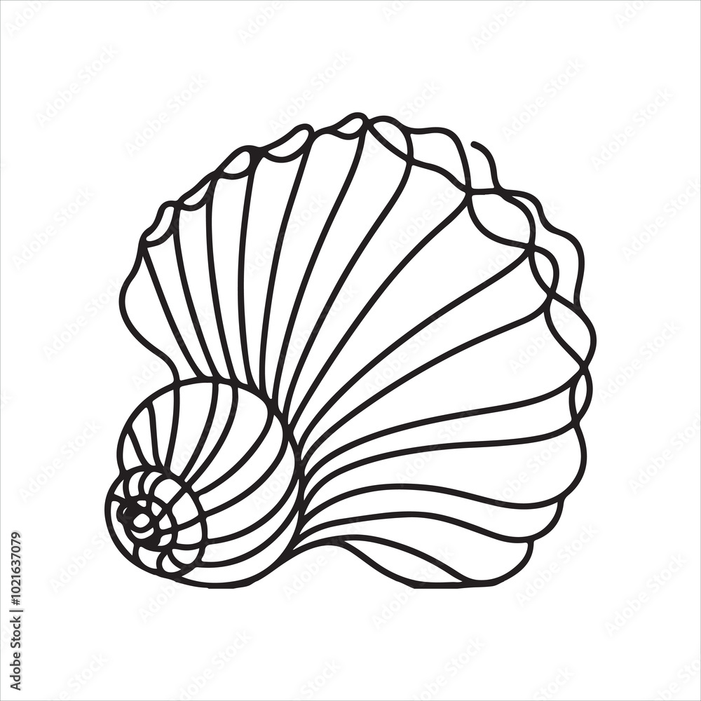single one line seashell silhouette on white background
single one line seashell silhouette on white background