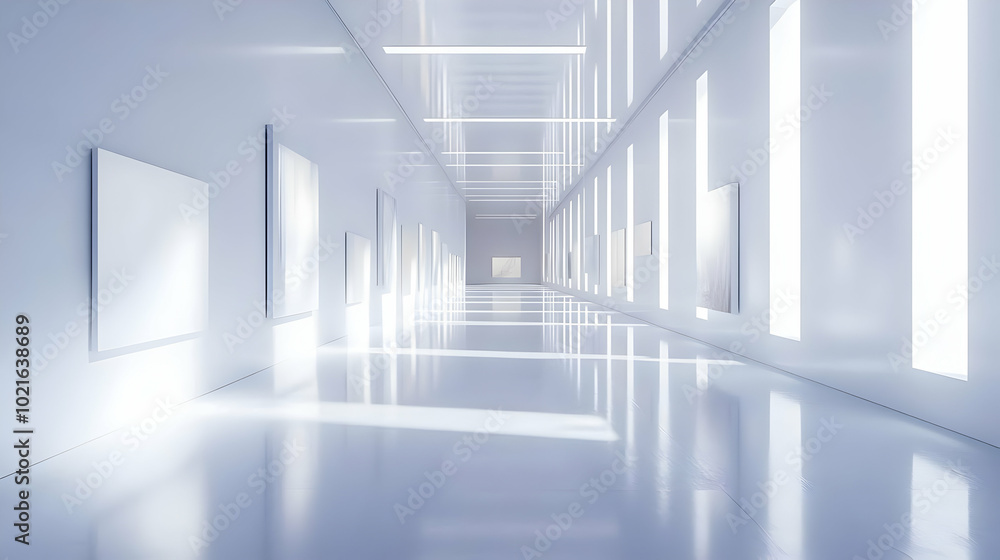 White Corridor with Sunlight, 3D Illustration White Corridor with Sunlight, 3D Illustration