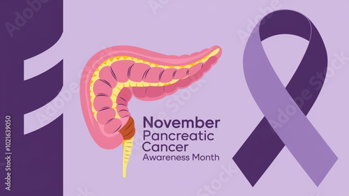 Pancreatic Cancer Awareness Month purple ribbon design for health campaigns

