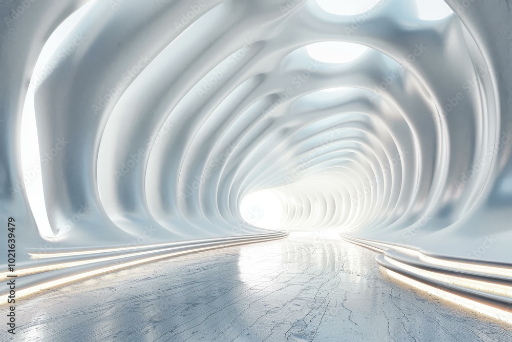 Fototapeta premium Abstract Futuristic Architectural Tunnel Interior Design