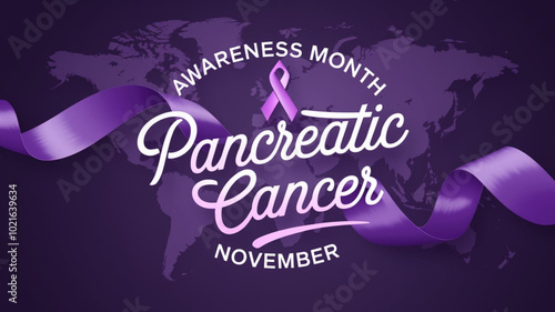 Pancreatic Cancer Awareness Month purple ribbon design for health campaigns

