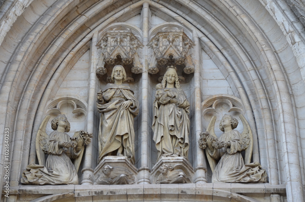 Stone Relief of Saints and Angels on a Gothic Cathedral Archway in Brussels
Stone Relief of Saints and Angels on a Gothic Cathedral Archway in Brussels