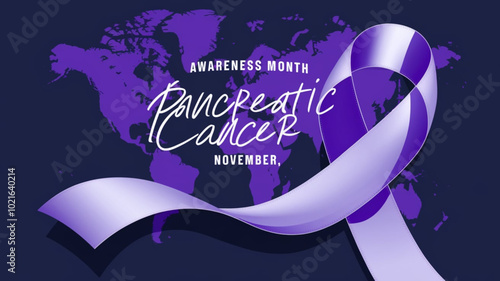Pancreatic Cancer Awareness Month purple ribbon design for health campaigns

