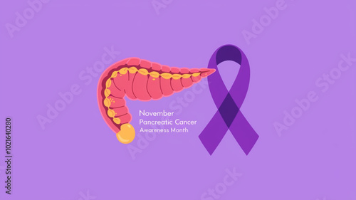 Pancreatic Cancer Awareness Month purple ribbon design for health campaigns

