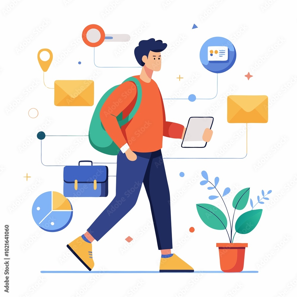 illustration of a person with a banner illustration of a person with a banner