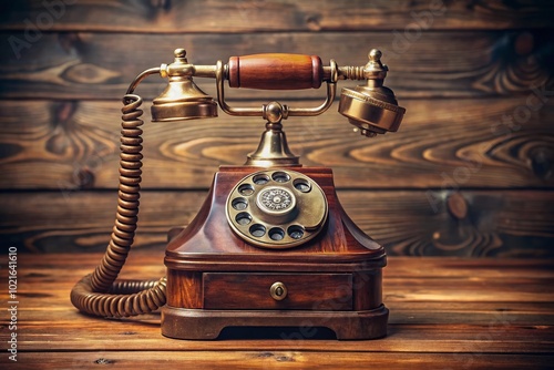 Vintage Old Fashioned Telephone on Wooden Table Evoking Nostalgia and Classic Communication from a Bygone Era