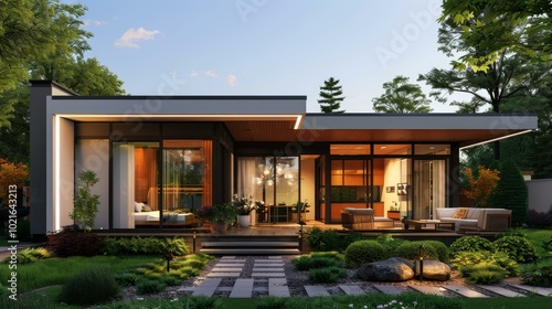 Wallpaper Mural Modern House Exterior Design with Lush Landscaping Torontodigital.ca