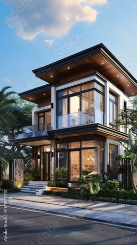 Modern House Exterior Design Illustration