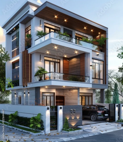 Modern Multi-Story House Exterior Design photo