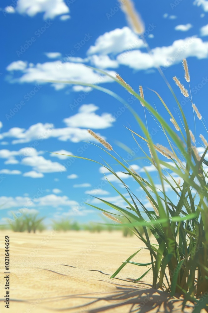 Green grass field with blue sky and white clouds background Green grass field with blue sky and white clouds background