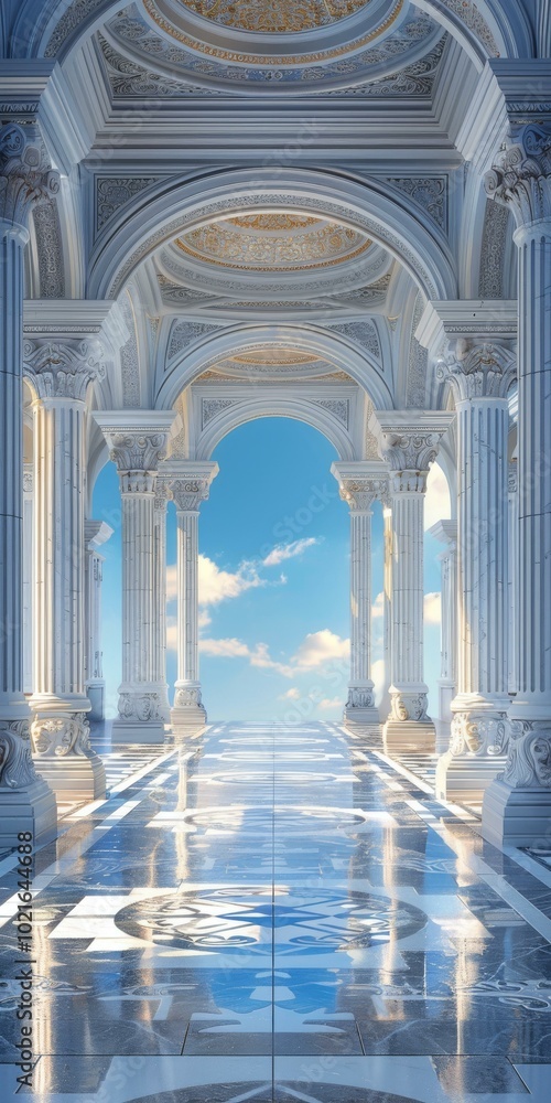 Fototapeta premium Majestic Ancient Columns Skyway Illustration