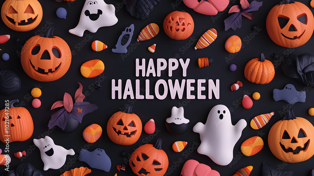 Halloween decoration with text Happy Halloween party invitation Halloween decoration concept Halloween decoration with text Happy Halloween party invitation Halloween decoration concept