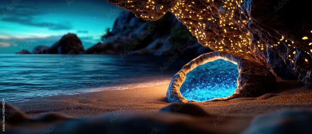 Naklejka premium Design of a Mystical Beach Scene