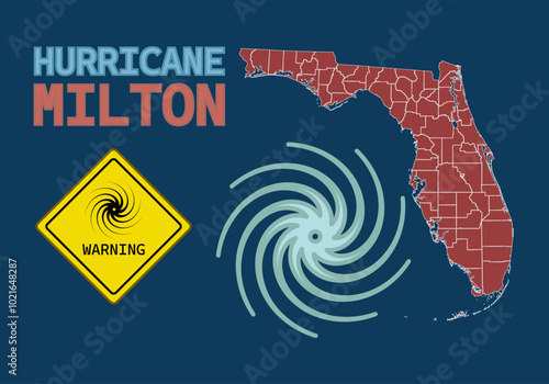 Mapa de Florida con aviso por peligro del Huracán Milton 