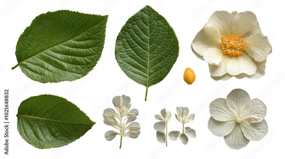 Fototapeta premium Various leaves and flowers arranged for study.