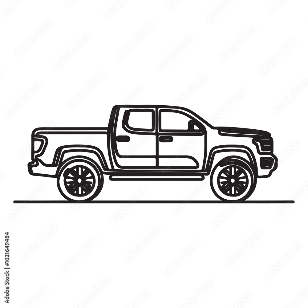 Obraz premium single one line vehicle silhouette on white background 