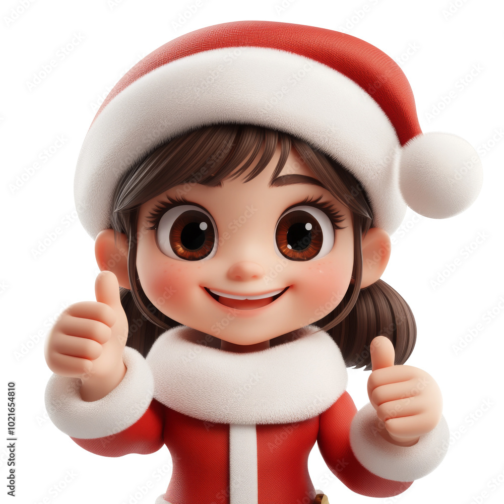 female Santa Claus cartoon on white background. Generative AI