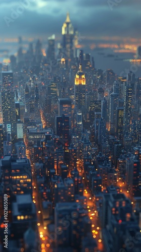 Wallpaper Mural Night City Skyline Aerial View Illustration Torontodigital.ca