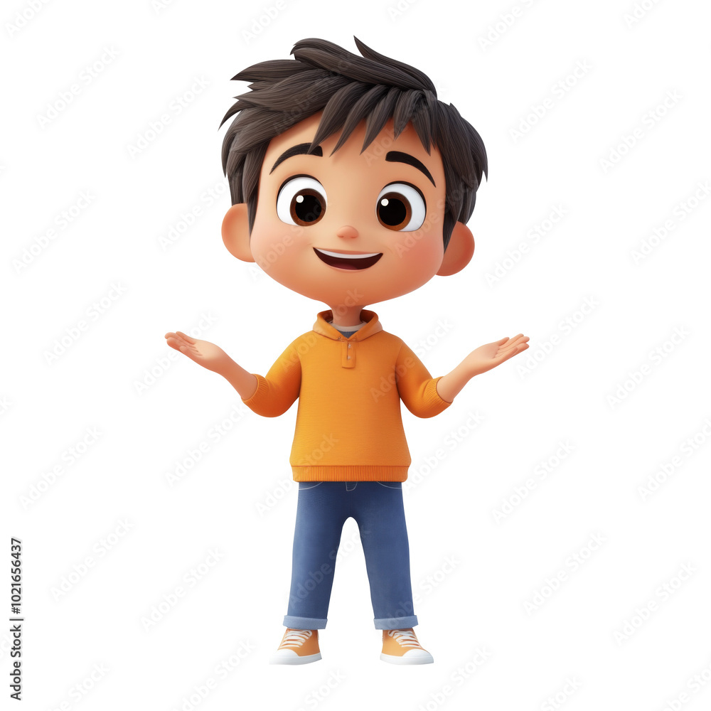 cartoon figure smiling brightly, embodying happiness and playfulness