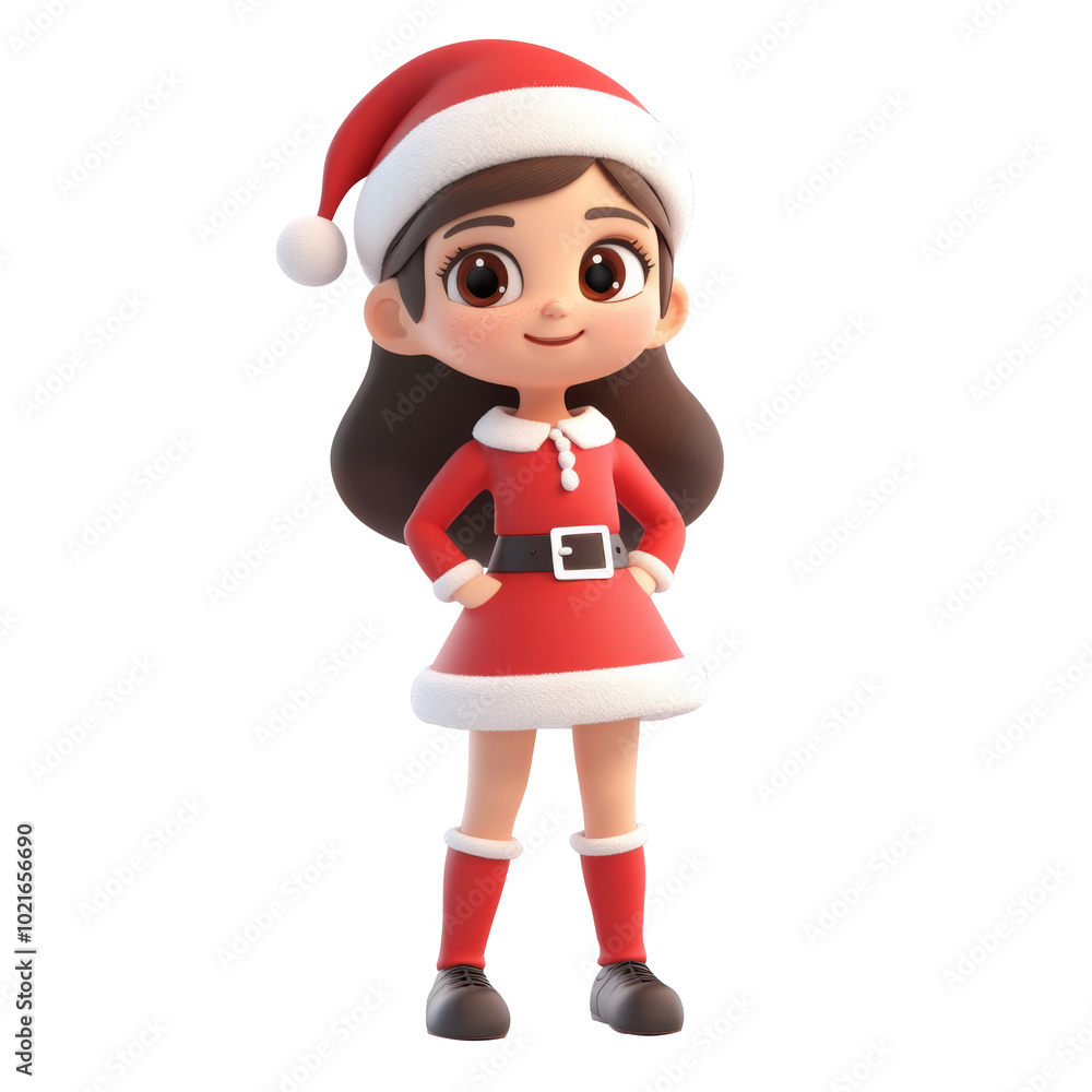 female Santa Claus cartoon on white background. Generative AI female Santa Claus cartoon on white background. Generative AI