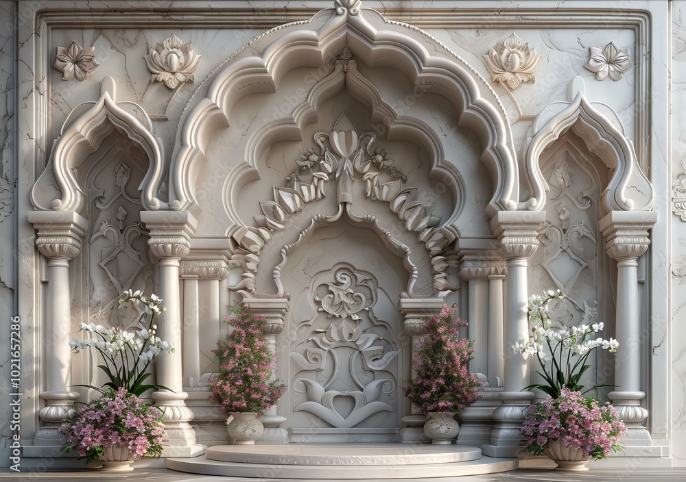 Ornate Architectural Detail with Floral Accents Ornate Architectural Detail with Floral Accents