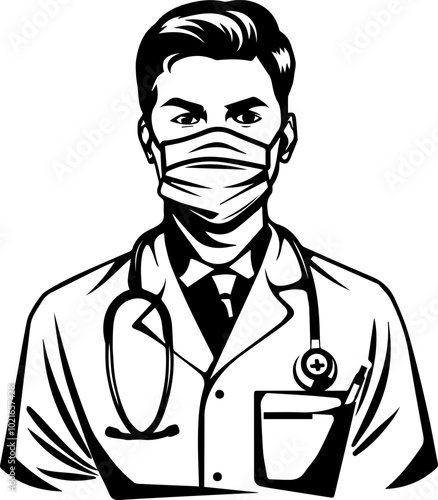 World Anaesthesia Day Vector Doctor Wearing Mask and Stethoscope