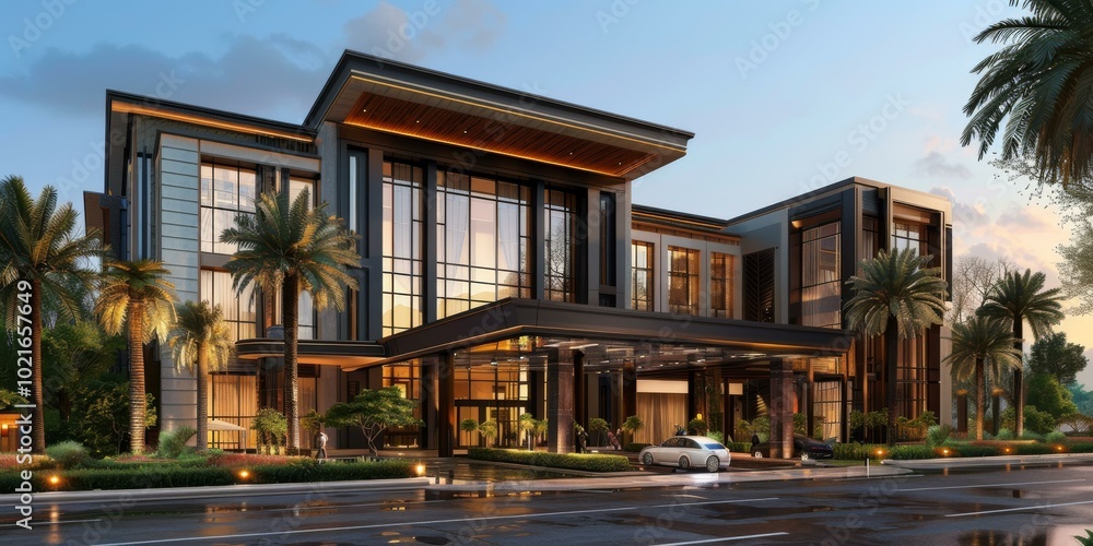 Fototapeta premium Modern Elegant Luxury Hotel Exterior Design