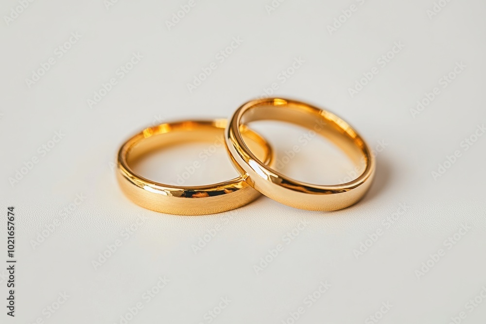 two gold wedding rings on a white background two gold wedding rings on a white background