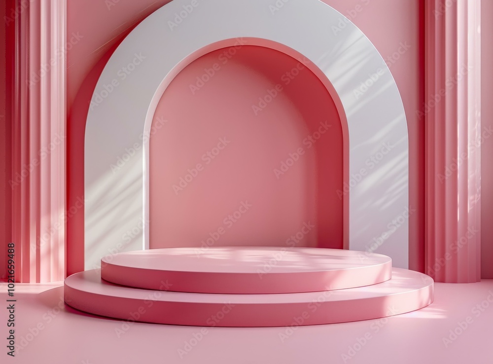 Pink Geometric Podium Display Background Pink Geometric Podium Display Background