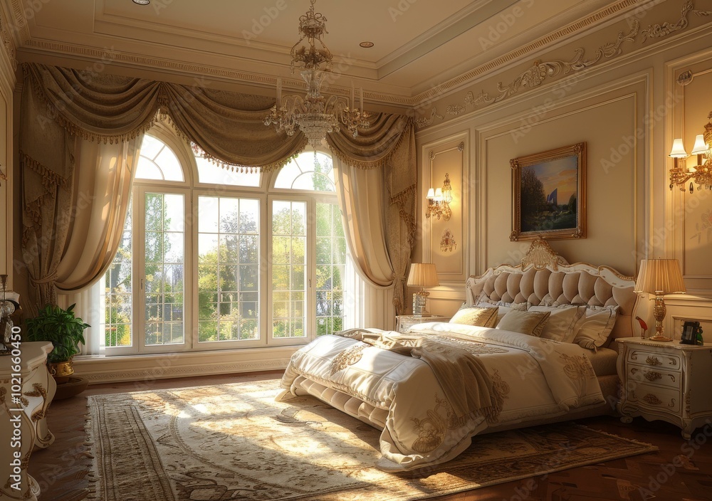 Fototapeta premium Luxury Bedroom Interior Design Illustration