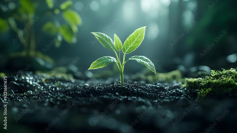 Green Sprout Emerging from the Ground Realistic Image Green Sprout Emerging from the Ground Realistic Image