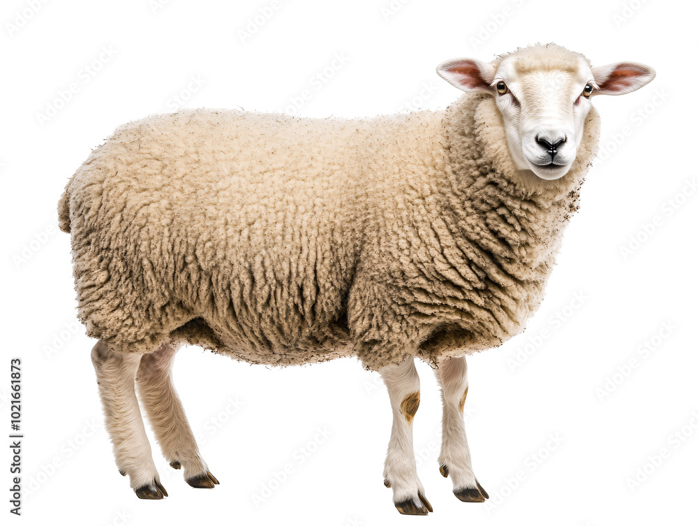 a sheep standing on a white background a sheep standing on a white background