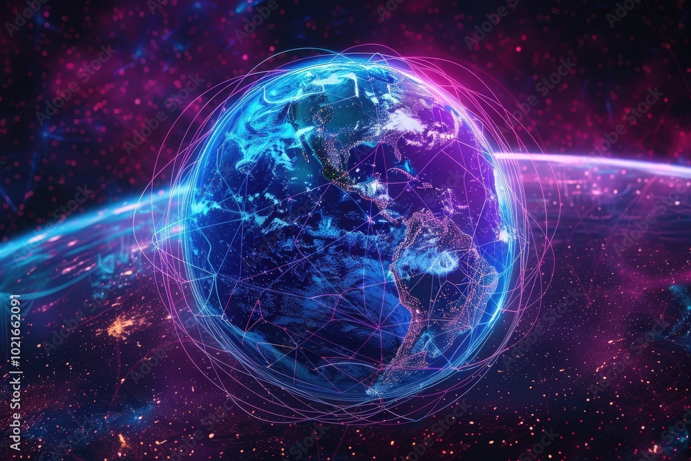 A colorful, glowing, and abstract representation of the Earth,generative ai image A colorful, glowing, and abstract representation of the Earth,generative ai image