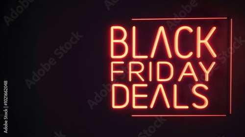 Beige 'BLACK FRIDAY DEALS' Neon Sign on an elegant Dark Background