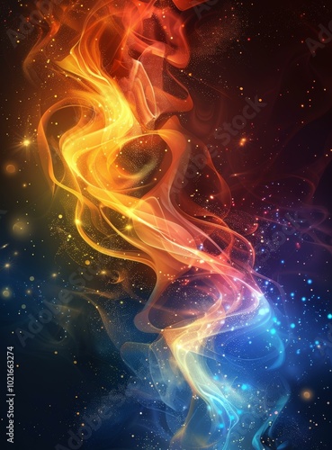 Abstract Colorful Fire and Smoke in the Universe