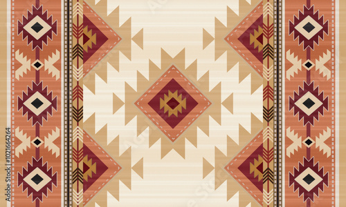 Navajo tribal vector pattern. Native American ornament. Ethnic South Western decor style. Boho geometric ornament.Ikat floral paisley embroidery blanket, rug. Woven carpet.