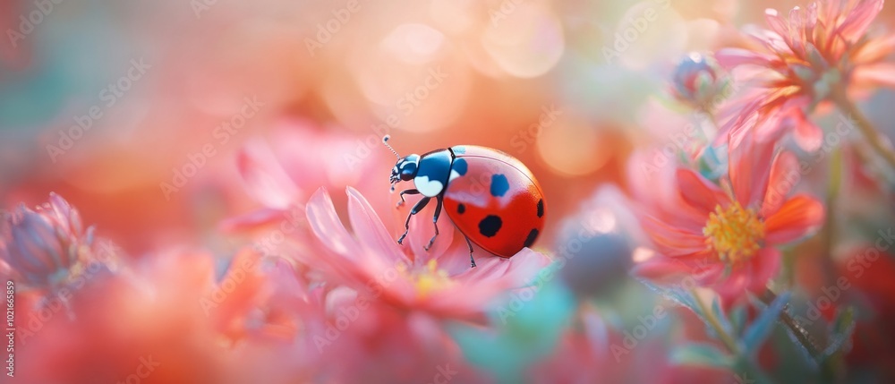 Ladybug on Bright Flowers Ladybug on Bright Flowers