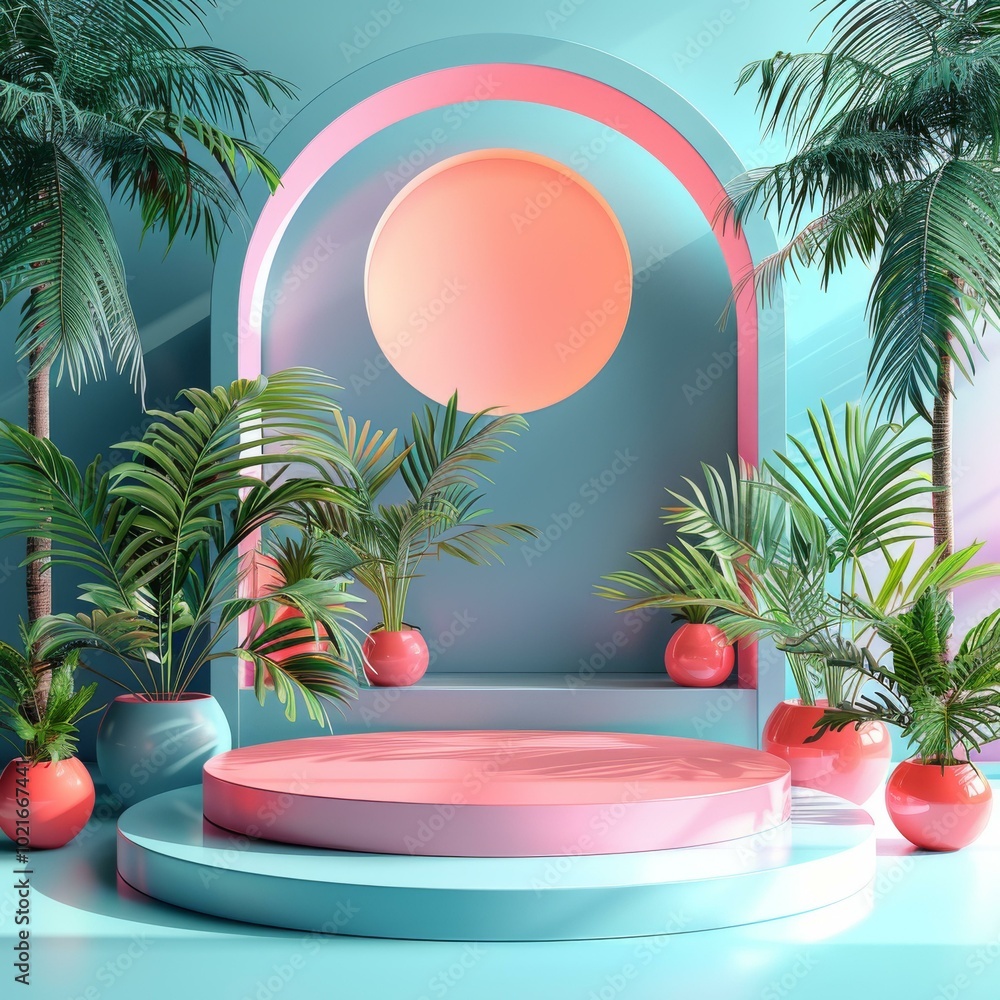 Obraz premium Abstract Minimalist Tropical Display Platform