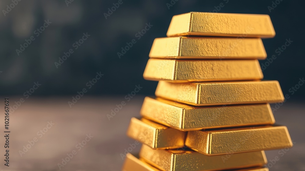 Stack of Gold Bars in Dim Light Setting Stack of Gold Bars in Dim Light Setting