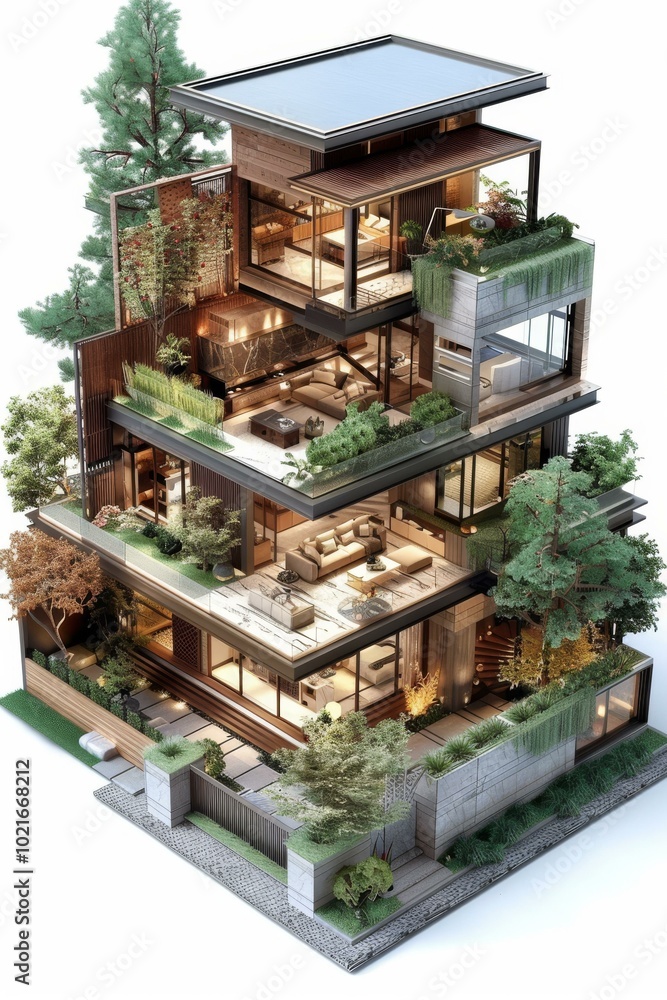Modern Multi-Level House Design with Lush Gardens Modern Multi-Level House Design with Lush Gardens