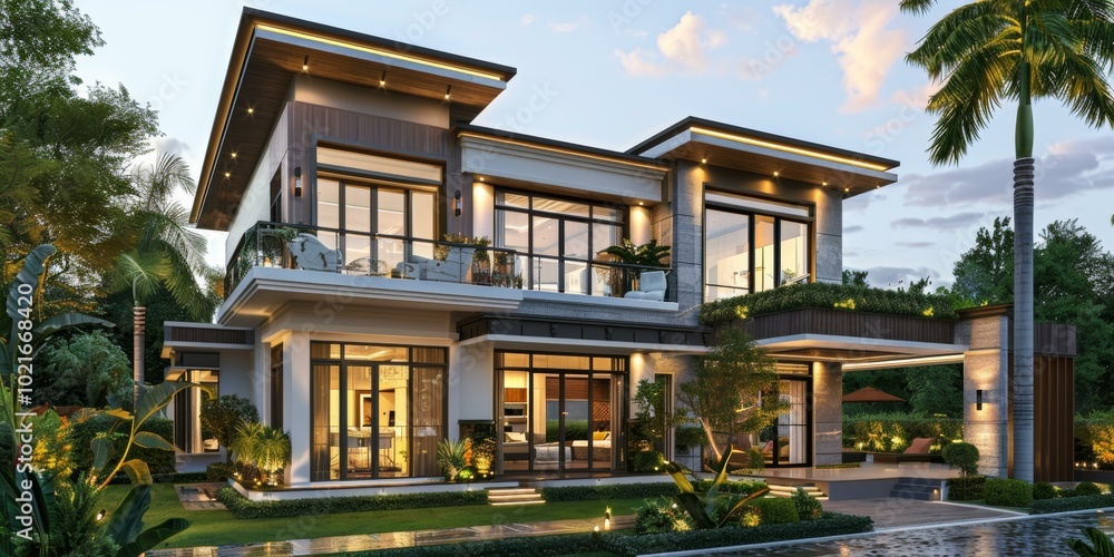 Fototapeta premium Modern Luxurious House Exterior Design