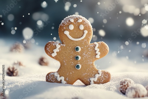 Festive Gingerbread Man a Snowy Wonderland