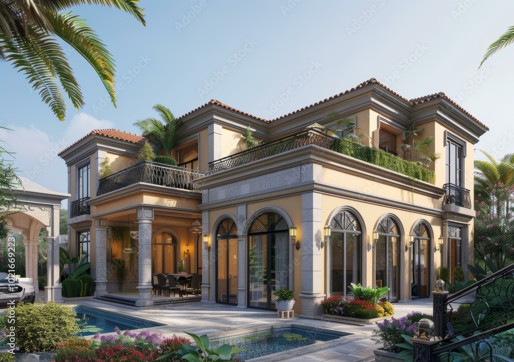 Luxury Mansion Exterior Design Illustration Luxury Mansion Exterior Design Illustration