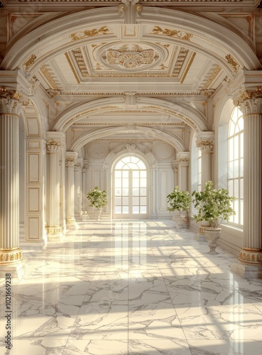 Elegant Palace Interior Hallway Design