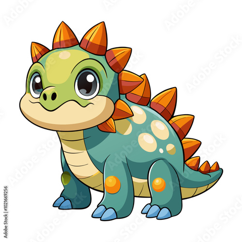 Cute ankylosaurus cartoon isolated on white background